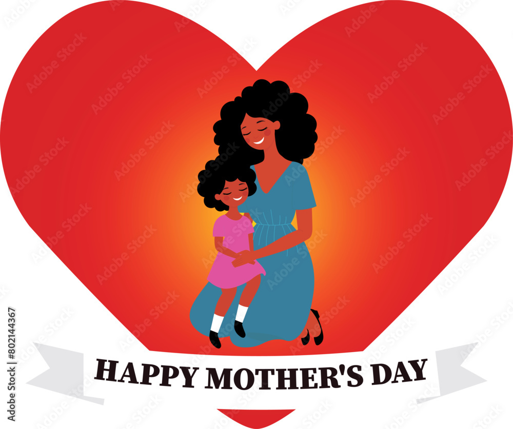 Happy Mother's Day text, with Mother's Day illustration Happy Mother's Day text, with Mother's Day illustration