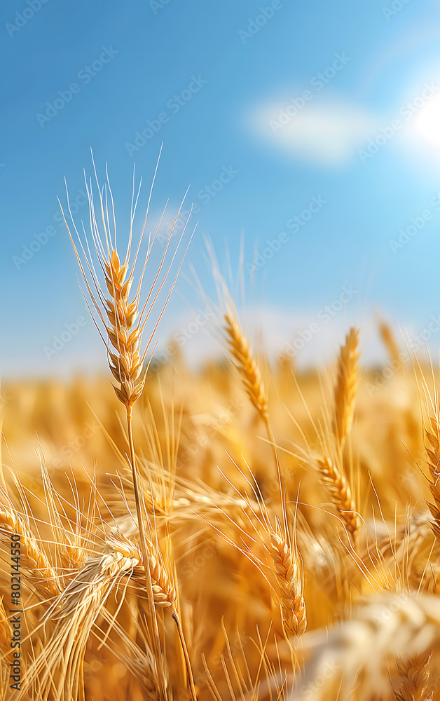 Golden Wheat Fields Under Sunny Sky - Essence of Agricultural Beauty Golden Wheat Fields Under Sunny Sky - Essence of Agricultural Beauty