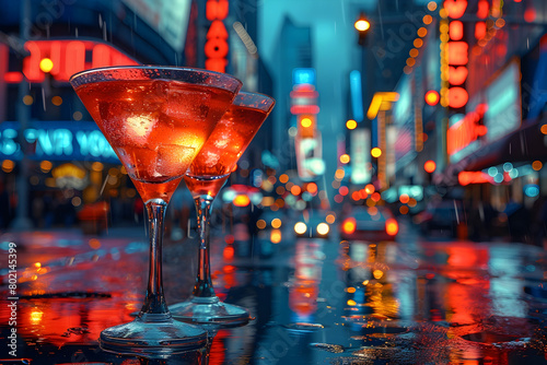Vibrant Retro Cocktail Scene with Vegas Inspired Flair and Comedy Night