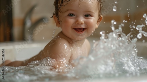 child playing in the bath