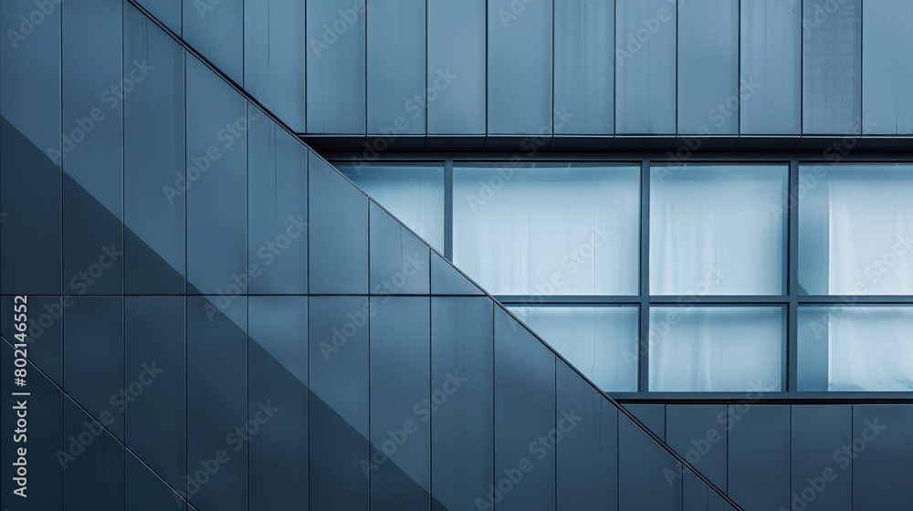 Obraz premium outside corner of building Contemporary style commercial building exterior wall and glass window