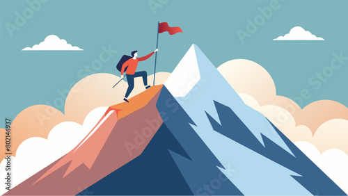 A mountain climber reaching the summit of a challenging peak representing the strength and resilience gained through overcoming obstacles with the.