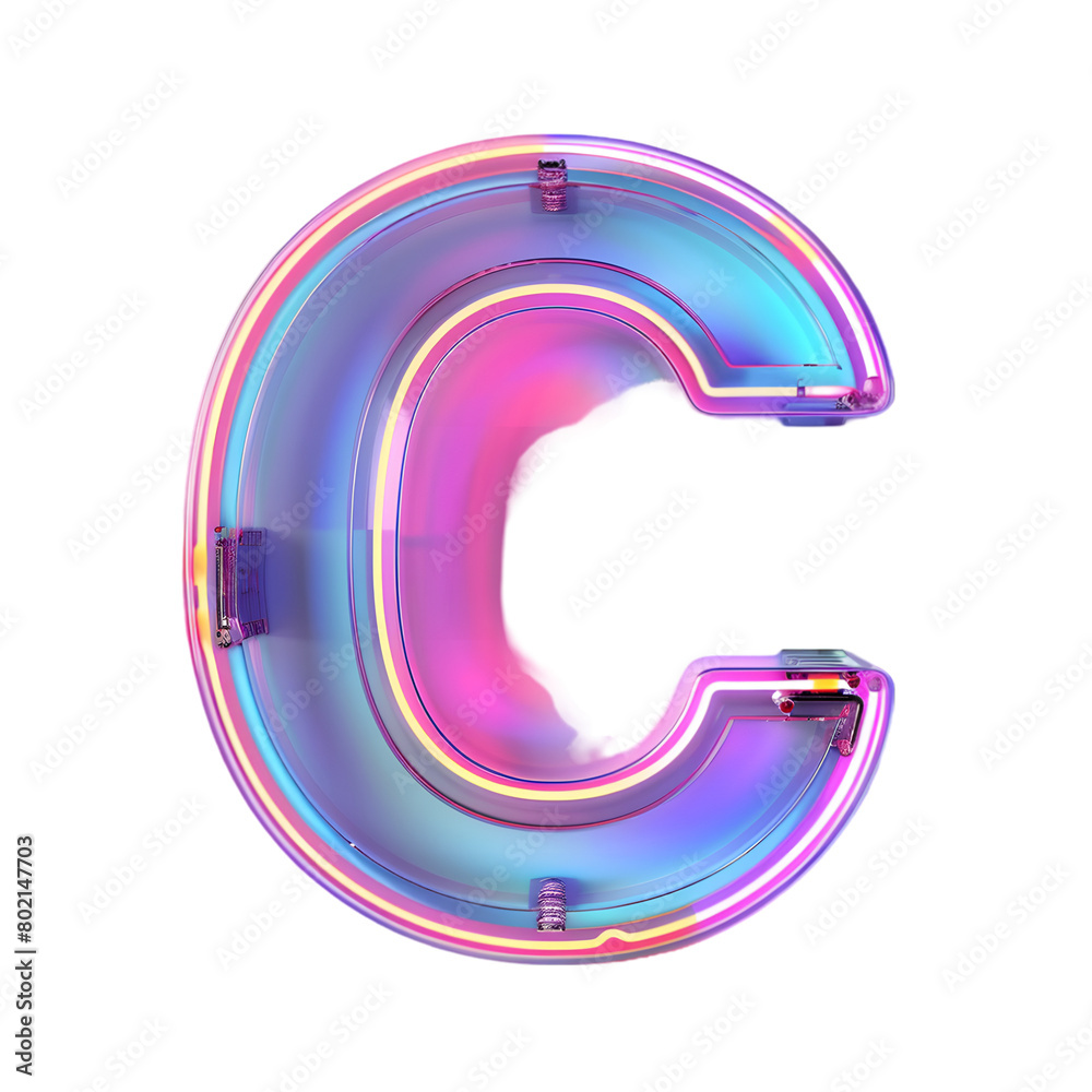 Neon Light Alphabet ''C'' isolated on a transparent background Neon Light Alphabet ''C'' isolated on a transparent background