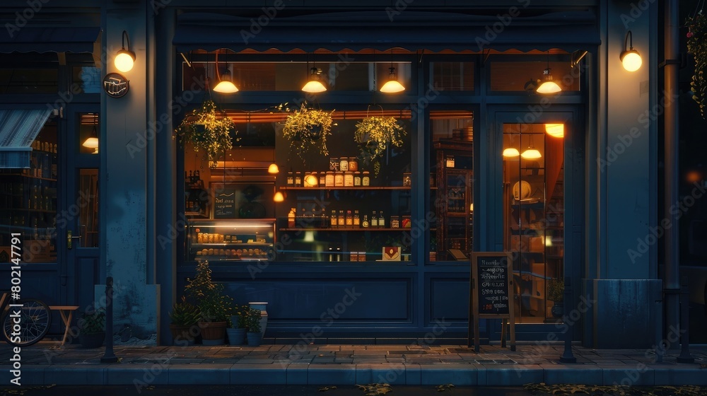 A serene image of a small business storefront, its charming facade and inviting atmosphere capturing the heart of the local community on Micro-, Small and Medium-Sized Enterprises Day.