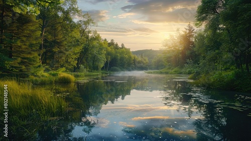 A serene image of a tranquil nature scene  symbolizing peace and healing for National PTSD Awareness Day.
