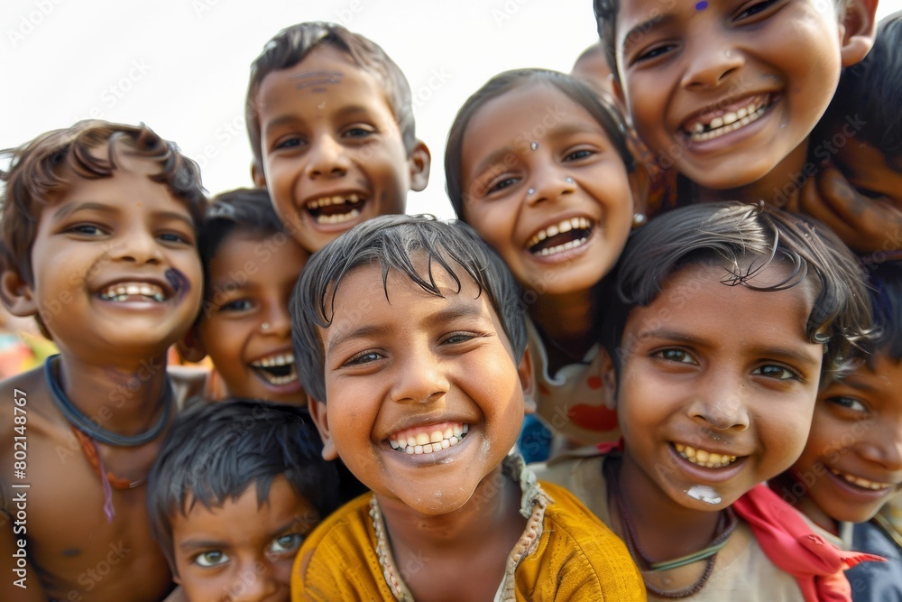 Group of children smiling at the camera in a village in India. Group of children smiling at the camera in a village in India.