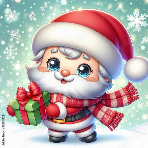 Cute child background with Santa Claus. AI

