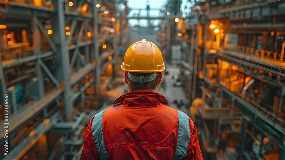 Engineer technician observing team of workers on high steel platform. Created with Generative AI. Engineer technician observing team of workers on high steel platform. Created with Generative AI.