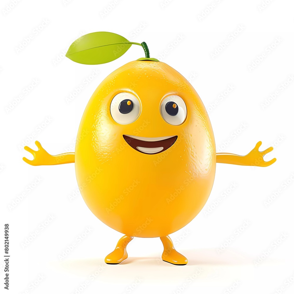 3d illustration of a lemon cartoon character, isolated on a white background 3d illustration of a lemon cartoon character, isolated on a white background