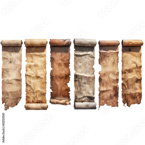 Ui ancient paper parchment scrolls isolated on a transparent background photo