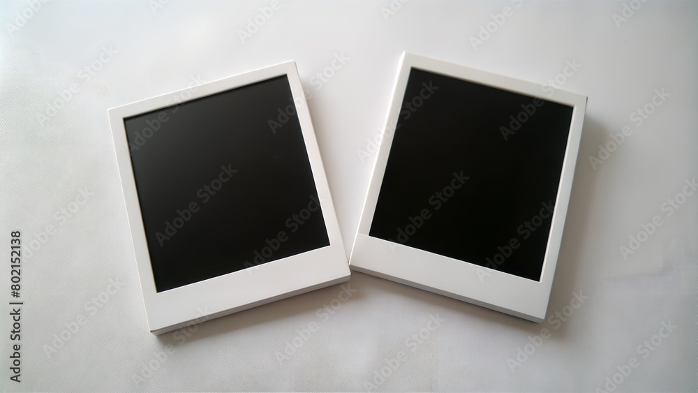 polaroid rectangular with black picture on it isolated on white background, horizontal mock up photos polaroid rectangular with black picture on it isolated on white background, horizontal mock up photos