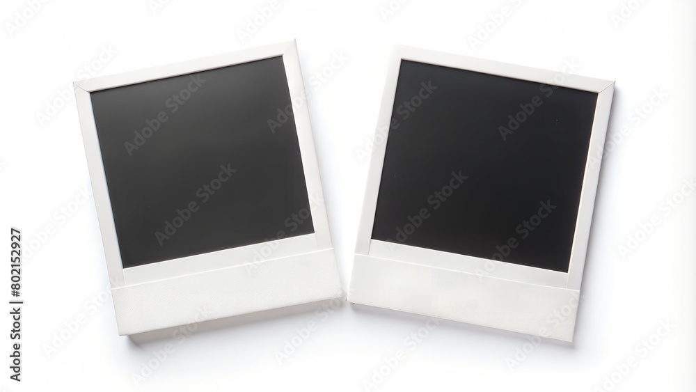 polaroid rectangular with black picture on it isolated on white background, horizontal mock up photos polaroid rectangular with black picture on it isolated on white background, horizontal mock up photos