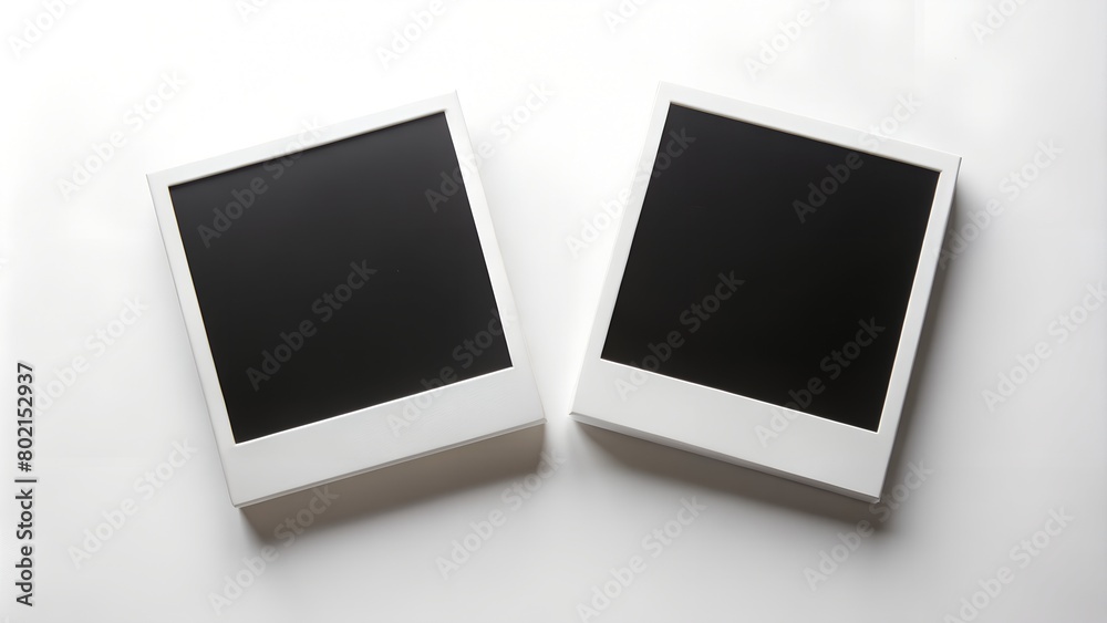 polaroid rectangular with black picture on it isolated on white background, horizontal mock up photos polaroid rectangular with black picture on it isolated on white background, horizontal mock up photos