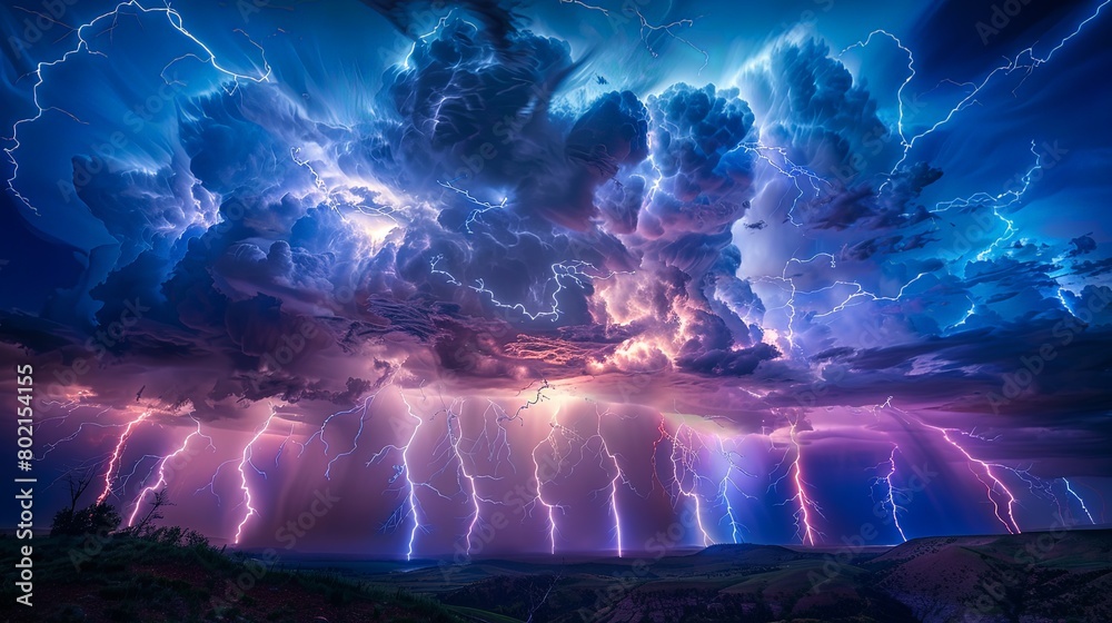 Breathtaking photograph capturing the majestic beauty of lightning illuminating the heavens, creating an unforgettable scene of nature's power.