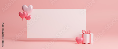 Happy mother's day greeting card, mothers day thanks design concept. Greeting with freshly pink background. Festive banner for valentine's day, birthday, woman day. Copy space for text. 3d render © Nuchjaree