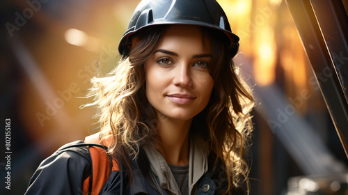 Portrait of a Young Female Engineer at an Industrial Site.Generative ai..