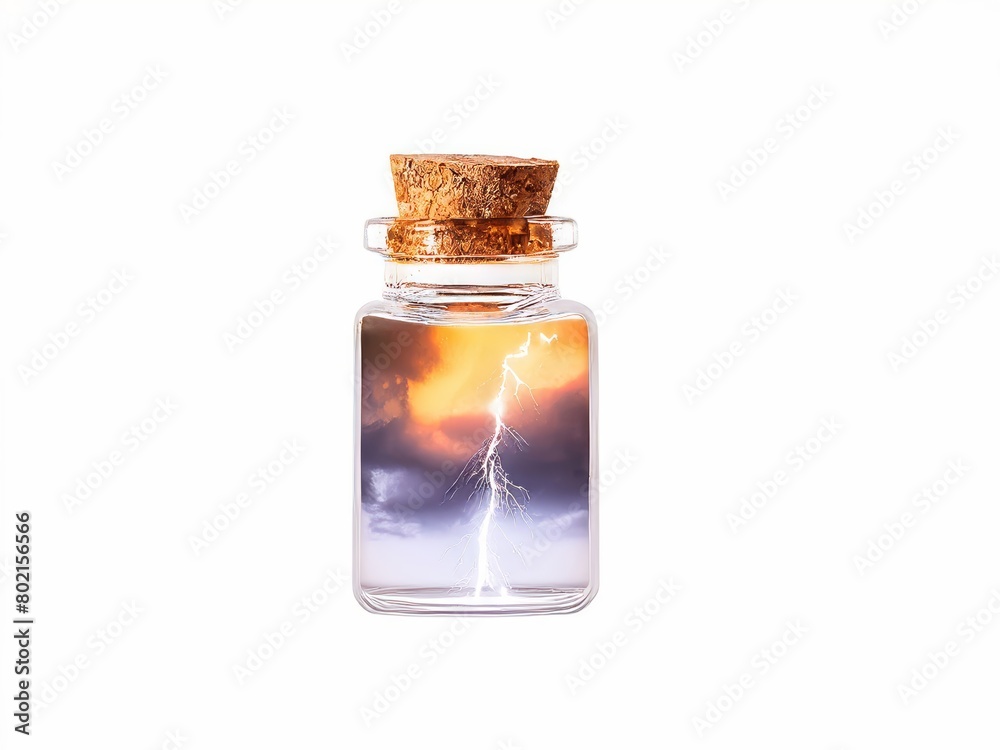 thunderstorm in a bottle with white background thunderstorm in a bottle with white background