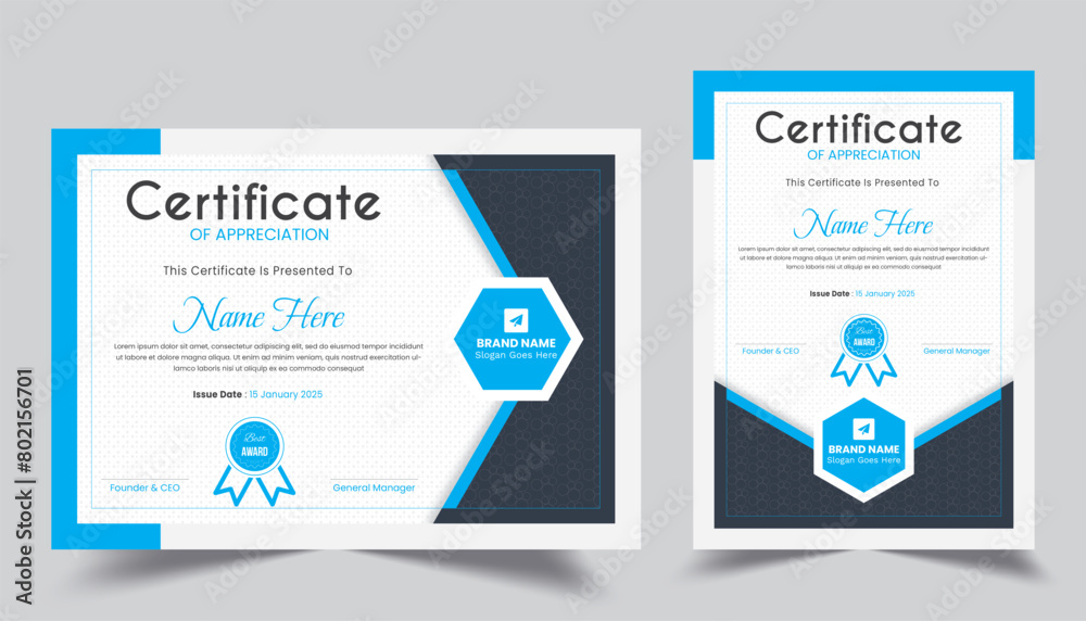 Certificate Template for Best Award I Modern certificate Design with Award Badge | Fully Editable Print Ready Template Certificate Template for Best Award I Modern certificate Design with Award Badge | Fully Editable Print Ready Template