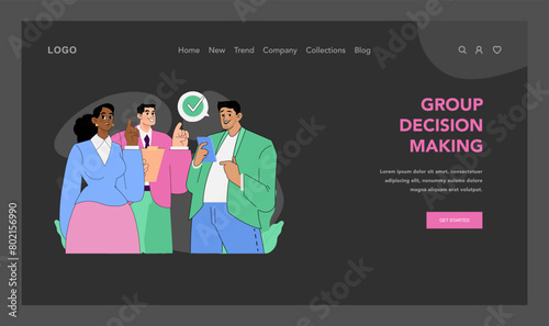 Group decision making concept. Flat vector illustration
