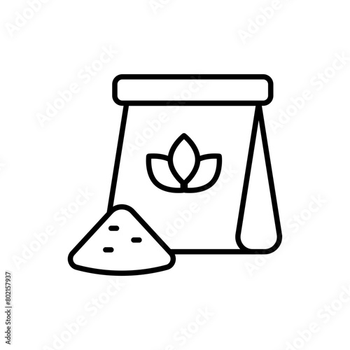 Flour bag outline icons, accounting minimalist vector illustration ,simple transparent graphic element .Isolated on white background