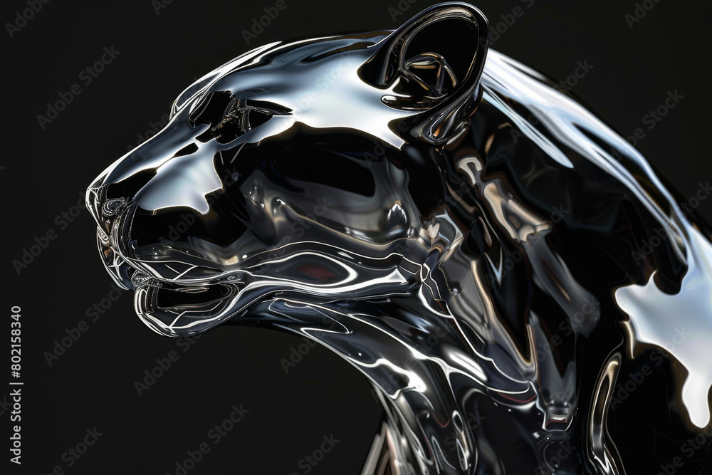 Naklejka premium Chrome effect animal black background