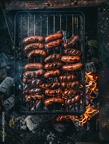 grilled sausages on the grill