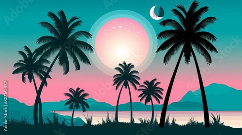 A miami vice theme banner with soft neon pink, teal and black gradient colors, in the style of 80s. retro --chaos 50 --ar 16:9 --style raw --stylize 50 Job ID: 50a3d290-dd8f-41b6-aede-a5a7527c8428
