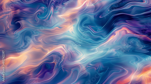 Gentle streams of liquid hues meander and merge, weaving a serene tapestry of mesmerizing abstraction.