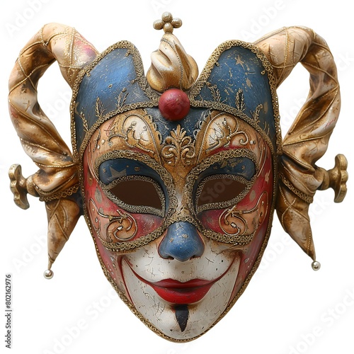 Traditional venetian carnival mask isolated on white background with clipping path