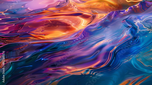 Gentle ripples of liquid color dance and play  painting a tranquil panorama of mesmerizing abstraction.