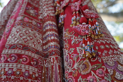 Beautiful Indian bridal traditional wedding dress. Traditional Indian costume lehenga choli.