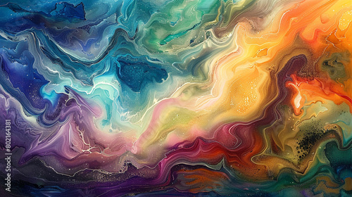 Gentle currents of color flow and ebb  casting a peaceful aura of abstraction upon the canvas.