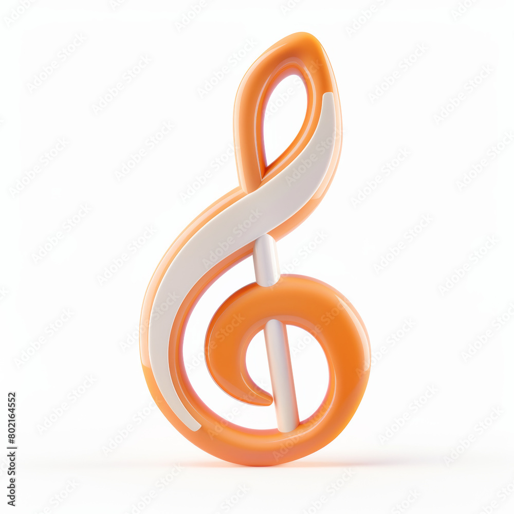 3d render of an orange treble clef musical symbol 3d render of an orange treble clef musical symbol