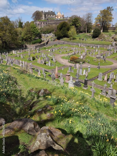 Valley Cemetery, Church of the Holy Rude, view towards Stirling Castle, Stirling, Stirlingshire, Scotland
