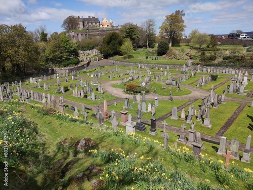 Valley Cemetery, Church of the Holy Rude, view towards Stirling Castle, Stirling, Stirlingshire, Scotland
