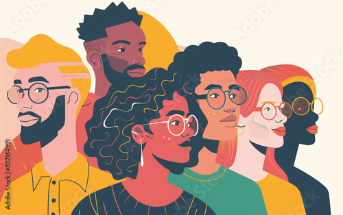 Diverse group of people expressing various facial expressions. Generative AI