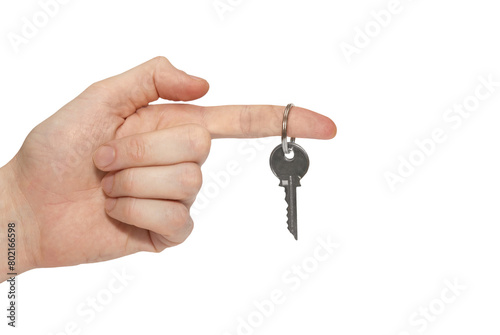 Key in hand isolated on white background