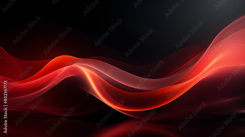 Red glowing abstract color gradient wave shape on black grainy background copy space, minimal wide banner web header cover poster design Red glowing abstract color gradient wave shape on black grainy background copy space, minimal wide banner web header cover poster design