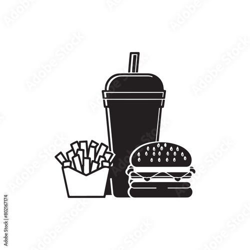 Set of Fast Food Silhouettes,sandwich silhouette vector illustration,Fast food and Coffee cup icons set vector silhouette
