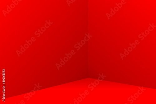 3d red room corner background, Empty interior wall and floor studio, Abstract minimal background showroom for display product, vector illustration