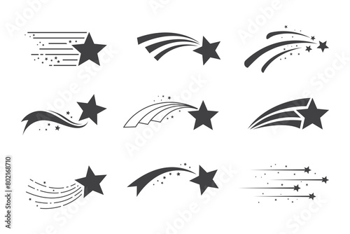 Set of stars with shooting star effect