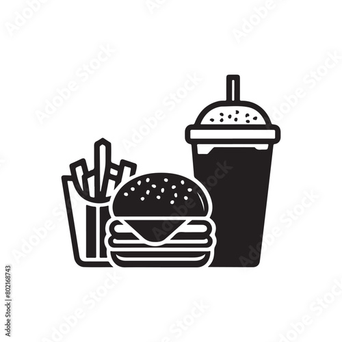 Set of Fast Food Silhouettes,sandwich silhouette vector illustration,Fast food and Coffee cup icons set vector silhouette