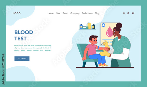 Care during blood test. Vector illustration