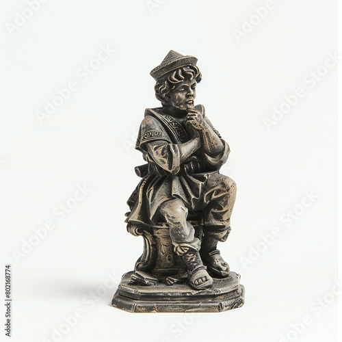 Statue of a Chinese man on a white background   Isolated