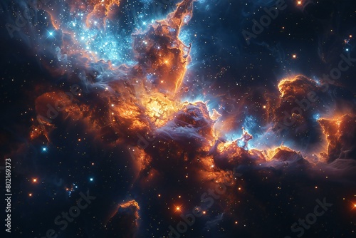 Abstract space background with nebula  stars and galaxies    rendering