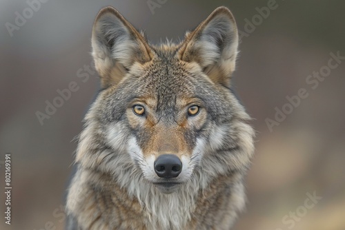 Close-up portrait of a grey wolf  Canis lupus 