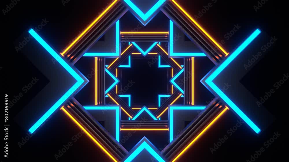 Blue and Orange Neon Light Abstract Shape Background VJ Loop in 4K Blue and Orange Neon Light Abstract Shape Background VJ Loop in 4K