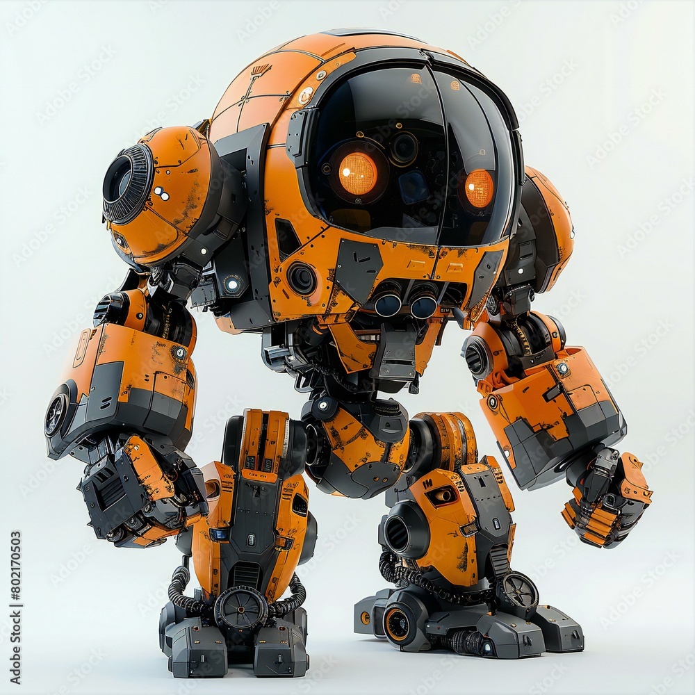  render of orange robot on white background with clipping path