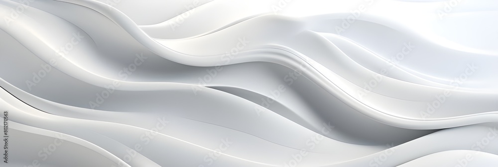 Abstract white background with wavy lines, 3D rendering. Abstract white background with wavy lines for banner design and wallpaper, with copy space, in the style of web template, banner