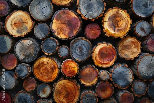 Wooden logs stacked in a pile   Background and texture for design